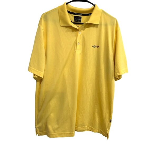 Greg Norman Yellow Polo Shirt Mens Short Sleeve Embroidered Logo Sz L - Picture 1 of 7